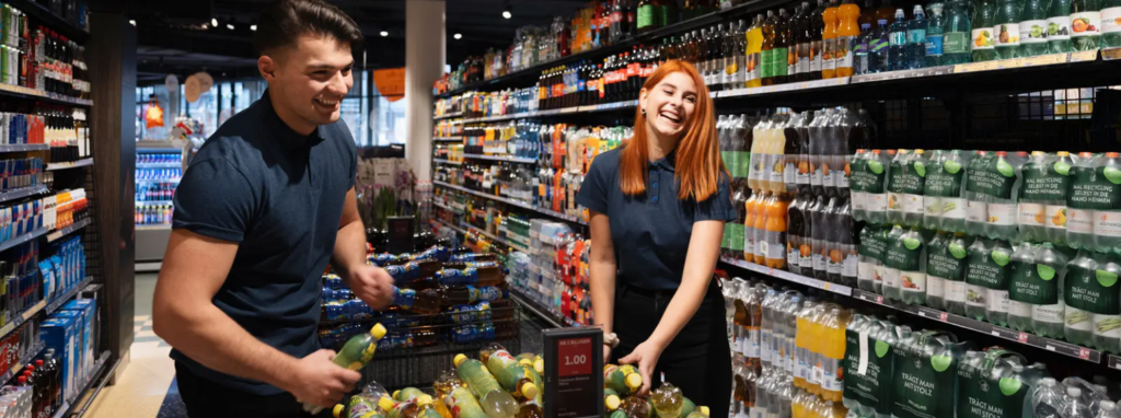 MPREIS Mitarbeiter bei der Regalbetreuung